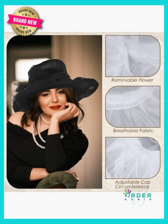 Elegant Organza Fascinator Hat Vintage Tea Party Church Wedding Headwear
